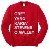 Grey Yang Karev Stevens O'Malley Greys Anatomy Sweatshirt