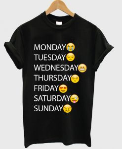 one week emoji black tshirt