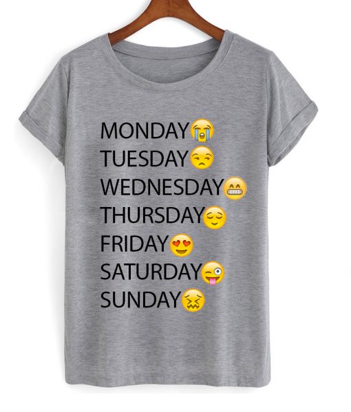 one week emoji grey tshirt