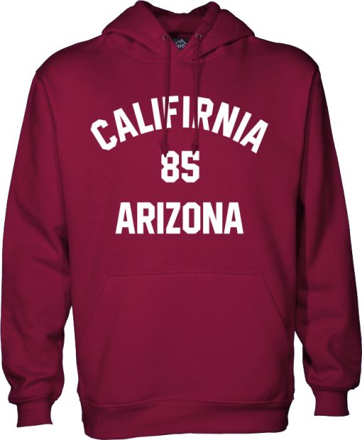 california 85 arizona hoodie maroon