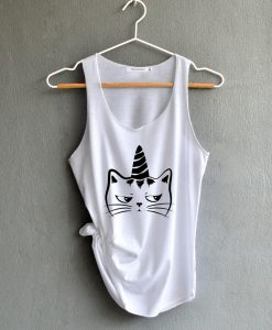 Kitticorn Shirt Cat Cute Shirt Funny Shirts White Tank Top Womens