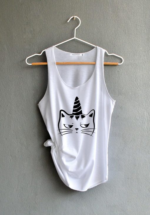 Kitticorn Shirt Cat Cute Shirt Funny Shirts White Tank Top Womens