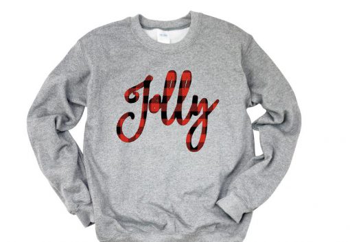 Jolly T-Shirt, Buffalo Plaid Top, Christmas Gift