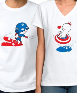 Captain America Shirt Avengers Shirt Matching Couple Shirts Boyfriend Girlfriend Shirts Couple Shirt Set Captain America Gift