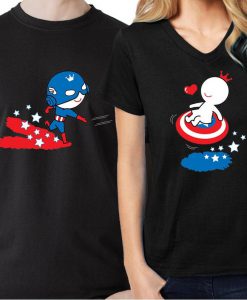 His and Hers Shirts Captain America Shirt Captain America Gift Avengers Shirt Boyfriend Gift Husband Gift Couples Shirts Black