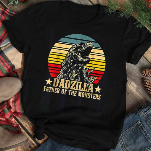 Dadzilla Father Of The Monsters Vintage Retro Sunset T-Shirt