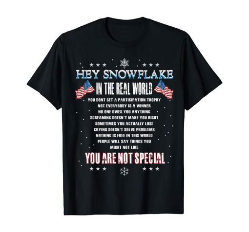 Hey Snowflake Not Special Protest Political Statement USA Military Service Freedom Army Hero Gift T-Shirts