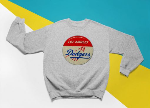 Retro Badge Pullover Sweatshirt Unofficial Los Angeles Dodgers Vintage Aesthetic