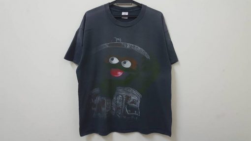 Vintage 90s OSCAR the GROUCH sesame street character jim henson productions single stitch hype dope swag hip hop rap style t shirt