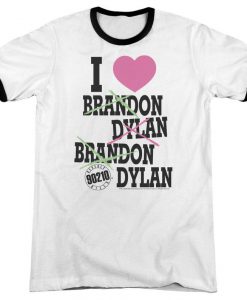 Beverly Hills 90210 I Love Brandon and Dylan White ringer shirt