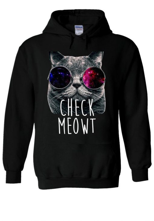 Check Meowt Space Glasses Cat Hoodie