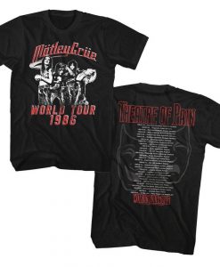 Motley Crue 1986 World Tour Front & Back Black tshirt