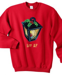Lit AF Christmas Sweatshirt Sweater Jumper Top Xmas Festive Funny Ugly Lamp Candle It's Lit Xmas Tree