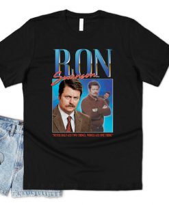 Ron Swanson Homage T-shirt Top Shirt Tee Funny Parks and Rec TV Icon 90's 80's