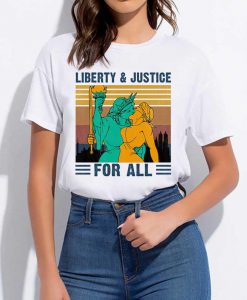 Liberty & Justice For All T-Shirt Lesbian, Lgbt Pride Shirt, Lgbt Pride Pride Month T-Shirt