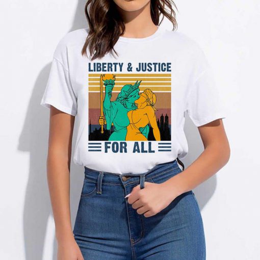 Liberty & Justice For All T-Shirt Lesbian, Lgbt Pride Shirt, Lgbt Pride Pride Month T-Shirt