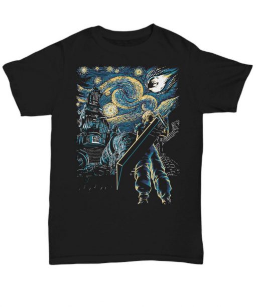 Ff7 final fantasy starry night remake mens t-shirt