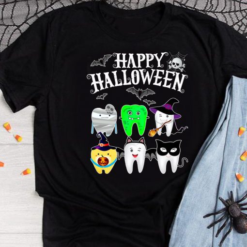 Happy Halloween Cute Dental Hygiene Dentist Halloween Gift Tshirt