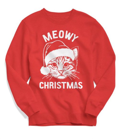 Meowy Christmas Sweater - Christmas Sweater - Christmas Shirt - Women's Christmas Sweater - Christmas - Cat Shirt - Ugly Christmas Sweater
