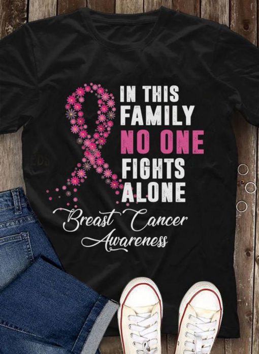 No One Fight Alone Breast Cancer Awareness Tee