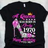 Womens Queen Was Born In July 1970 50th Birthday Gift T-Shirt