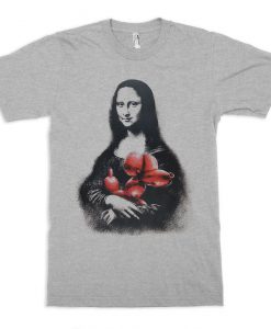 Mona Lisa with Balloon Poodle T-Shirt, Leonardo da Vinci Funny Tee, Men's and Women's Sizes