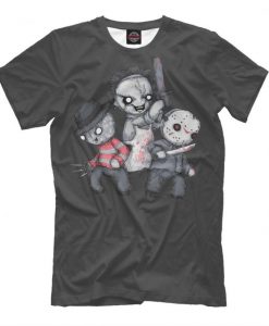 Horror Trio T-shirt, Jason Voorhees Freddy Krueger Tee, Men's Women's All Sizes