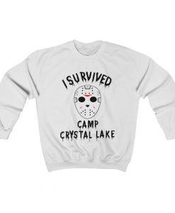 Horror Movie, Friday The 13th, I Survived Camp Crystal Lake, Jason Voorhees, Nightmare On Elm Street, Michael Myers, Halloween Sweatshirt