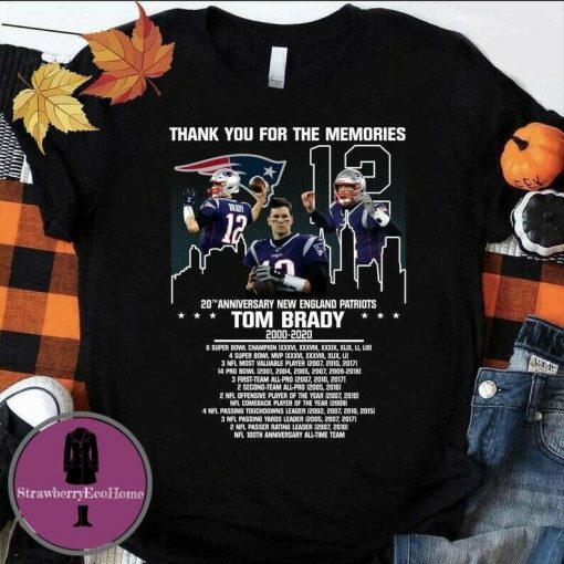 12 Tom Brady 20th anniversary New England Patriots Fan Lover Unisex Trending tshirt