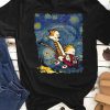 Calvin Hobbes Riding Adventure Starry Night Van Gogh Mashup T-shirt