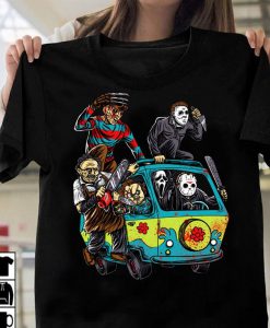 Michael Myers Jason voorheen Freddy Scooby doo scary faces villains t-shirt