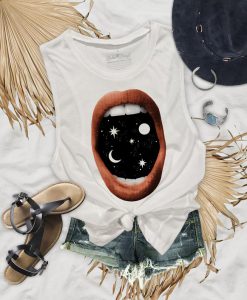 Outerspace Mouth Design Flowy Tank Top