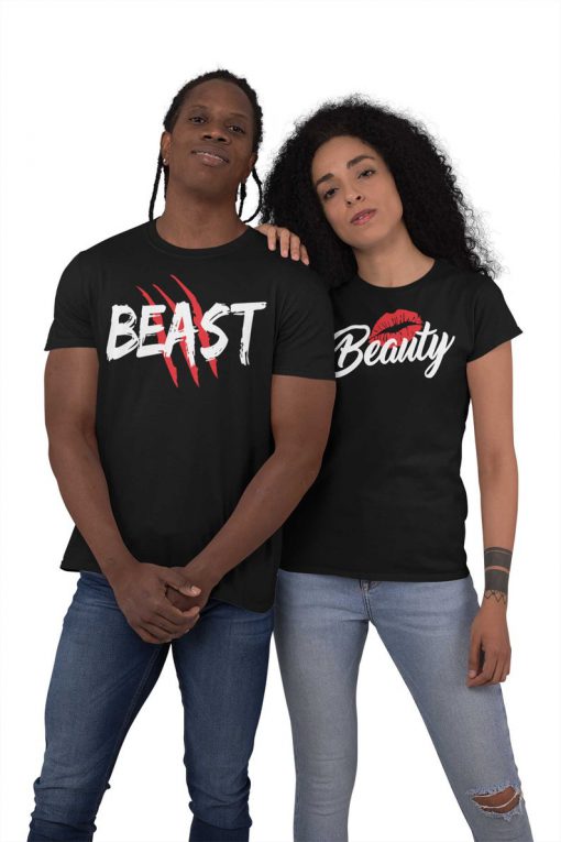 Beauty & Beast Valentines Day T-Shirt Cute Matching T-Shirts For Valentine Gift Him and Her