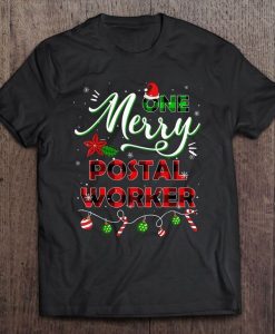 One Merry Postal Worker Plaid Christmas Tshirt
