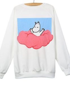 Moomin on Clouds white cute Sweatshirt
