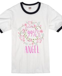 99 percent Angel Girl white ringer black tees