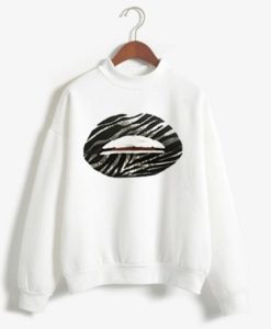 Zebra Lips white unisex sweatshirt