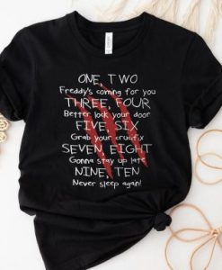 One Two Freddy’s Coming For You Halloween movies T Shirt